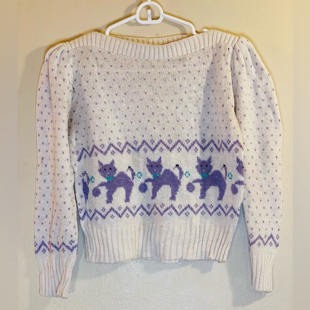 Awesome vintage, 80’s kitty cat sweater!